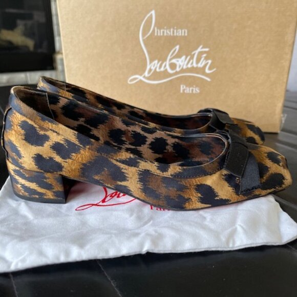 NEW Christian Louboutin Mama Flirt 30 Leopard print Ballet kitten heel 7.5 - Picture 7 of 11